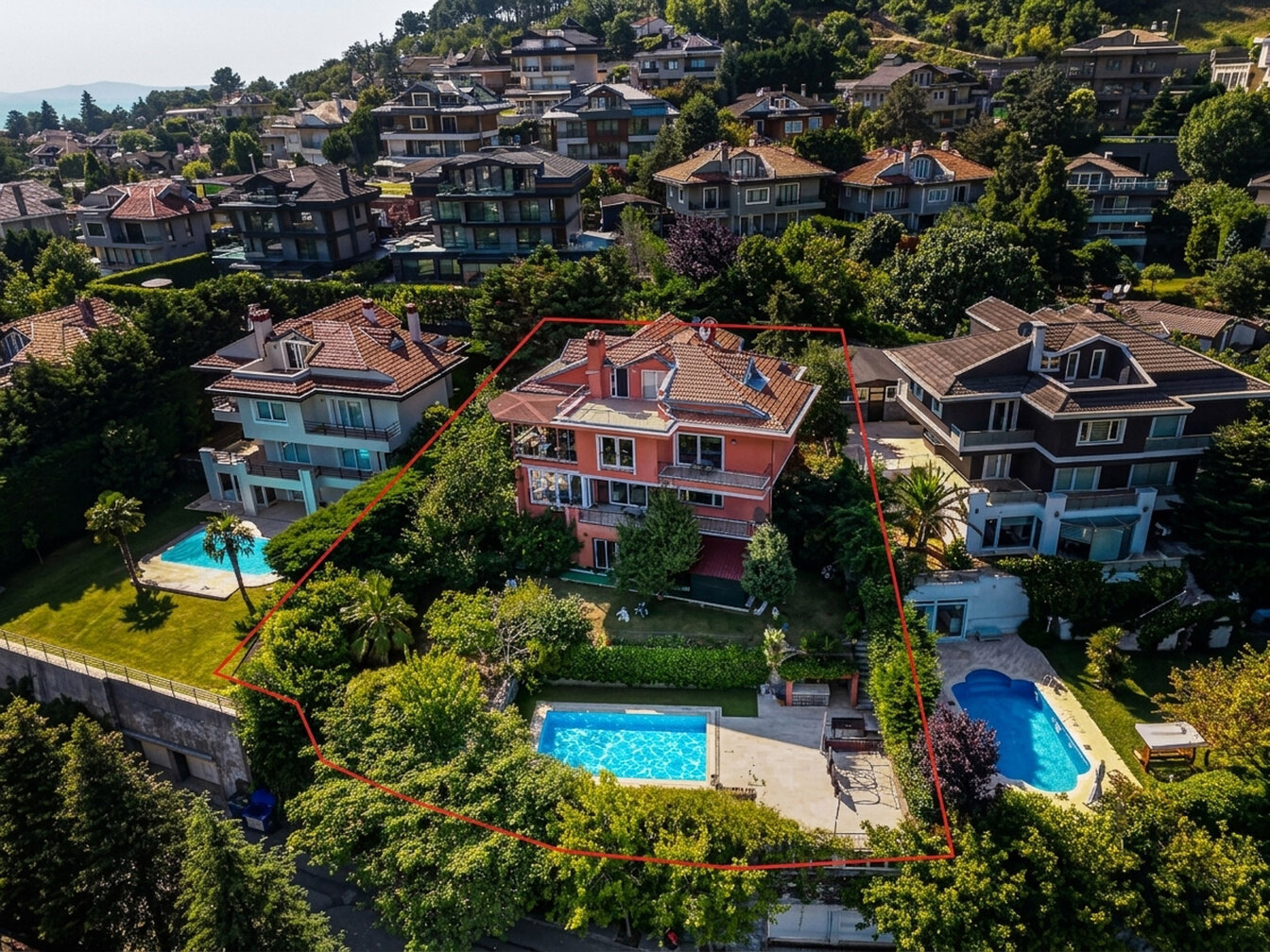 Konak ve 1.300 m² parsel havadan
